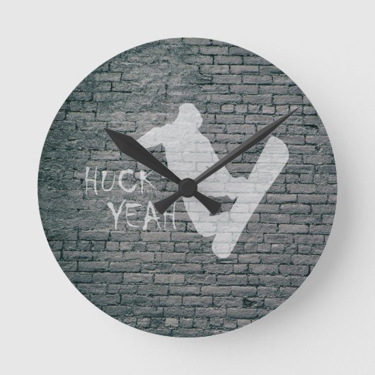Huck Yeah (Snowboarden) Runde Wanduhr (Vorderseite)