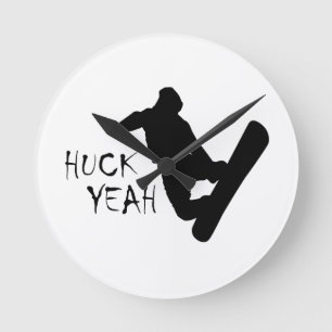 Huck Yeah (Snowboarding) Runde Wanduhr