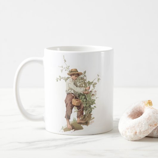 Huckleberry Finn, der Beeren-Lithographie auswählt Kaffeetasse (Mit Donut)