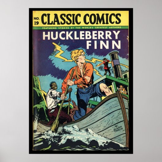 Huckleberry Finn Mark Twain Comic Buchabdeckung Poster (Vorne)