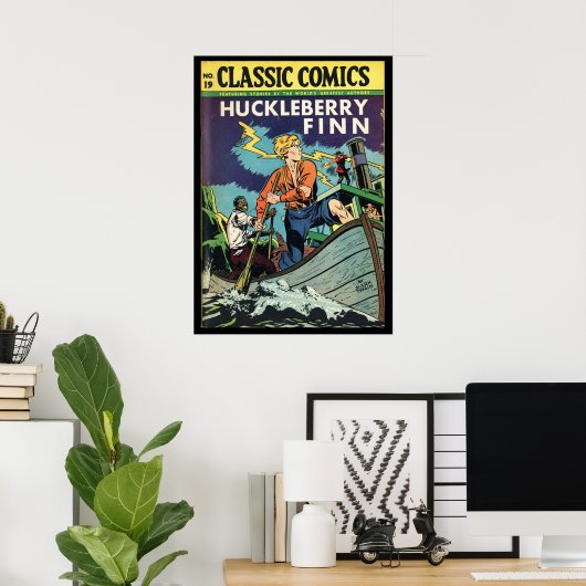 Huckleberry Finn Mark Twain Comic Buchabdeckung Poster (Heimbüro)