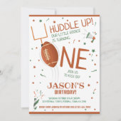 Huddle Up Brown Rookie Football 1. Geburtstag Einladung (Vorderseite)