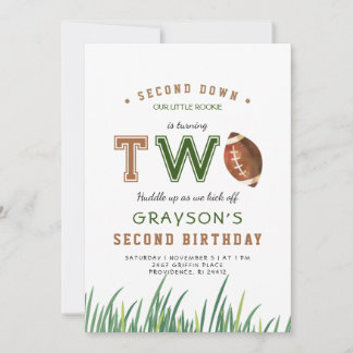 Huddle Up Football 2. Geburtstag Party Einladung