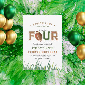 Huddle Up Football 4. Geburtstag Party Einladung