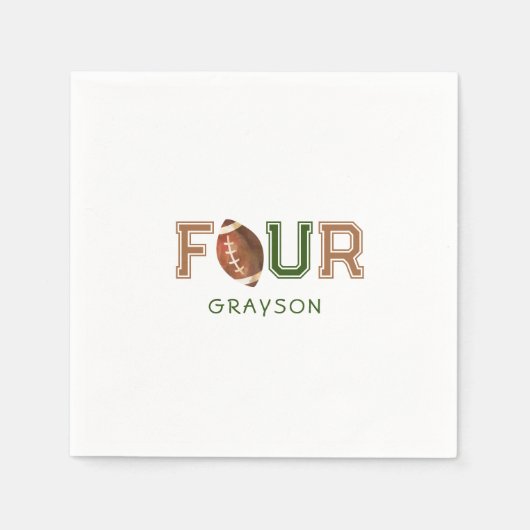 Huddle Up Football 4. Geburtstag Party Serviette (Vorderseite)