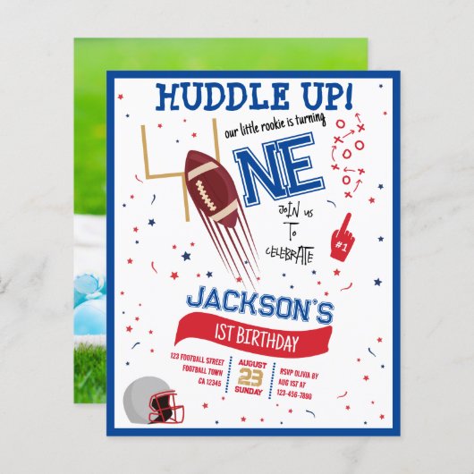 Huddle Up Football Budget Foto 1. Geburtstag (Vorne/Hinten)