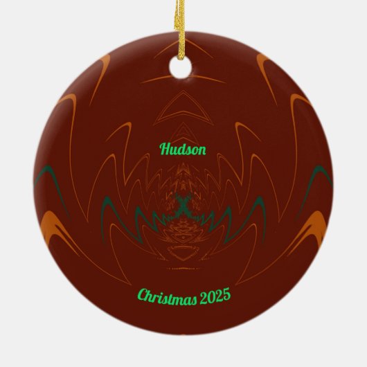 HUDSON ~ 3D CHRISTMAS Red Green Orange 2025 Keramik Ornament (Hinten)