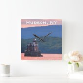 Hudson Athens Lighthouse - Hudson City Light, NY Quadratische Wanduhr (Zuhause)