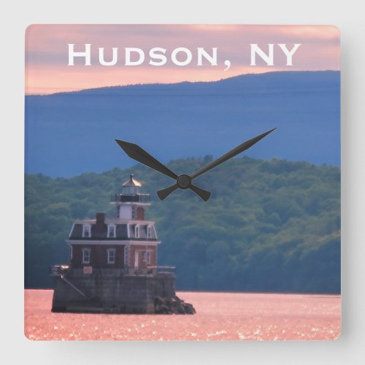 Hudson Athens Lighthouse - Hudson City Light, NY Quadratische Wanduhr (Vorderseite)