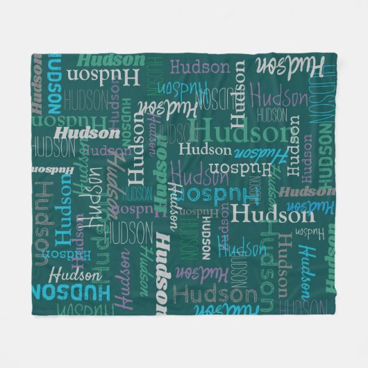 Hudson personalisierter Name aqua grün lila grau Fleecedecke (Vorderseite (Horizontal))