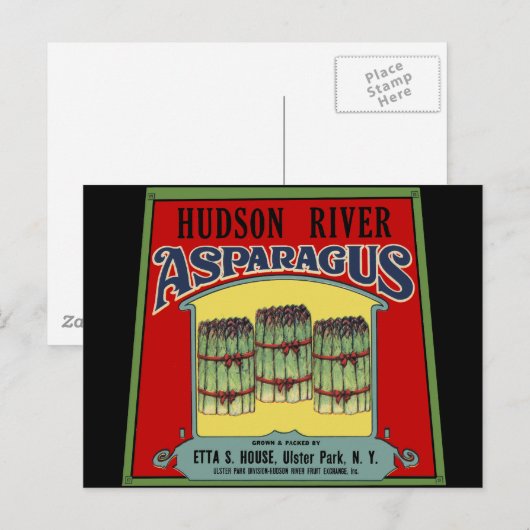 Hudson River Asparagus Label Postkarte (Vorne/Hinten)
