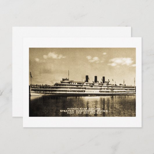Hudson River Day Line Steamer Washington Irving Postkarte (Vorne/Hinten)