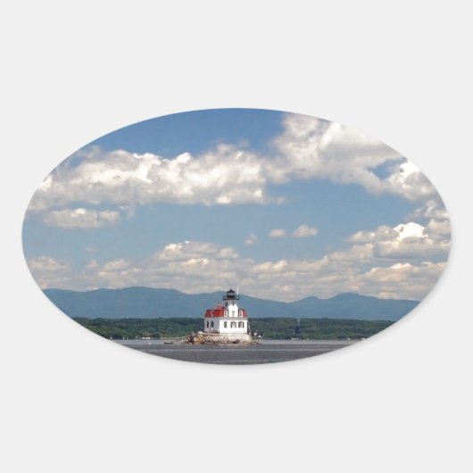 Hudson River Lighthouse Ovaler Aufkleber (Vorderseite)