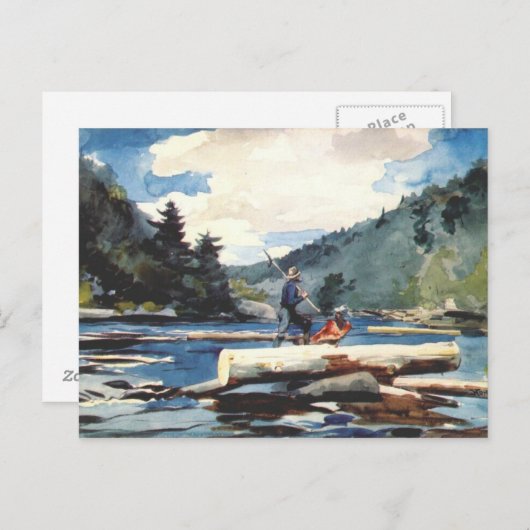 Hudson River, Logging von Winslow Homer 1897 Postkarte (Vorne/Hinten)