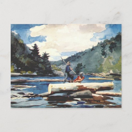 Hudson River, Logging von Winslow Homer 1897 Postkarte (Vorderseite)