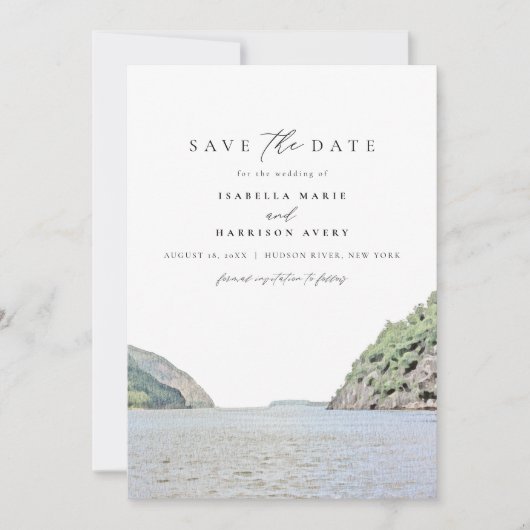 HUDSON RIVER New York Wasserfarbe Save the Date Einladung (Vorderseite)