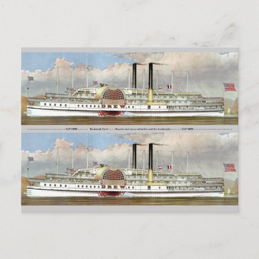 Hudson River Steamer 1877 Lesezeichen Postkarte (Vorderseite)