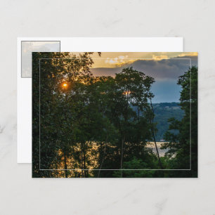 Hudson River Summer Abend W/Border Postcard Postkarte