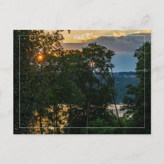 Hudson River Summer Abend W/Border Postcard Postkarte (Vorderseite)