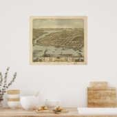 Hudson WI 1870 Antike Panoramakarte Poster (Küche)