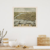 Hudson, WI Panorama Karte - 1870 Poster (Küche)