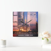 Hudson Yards (Schiff) Empire State Gebäude, NYC Quadratische Wanduhr (Zuhause)