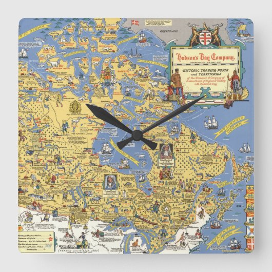 Hudson's Bay Company - Map of Canada Quadratische Wanduhr (Vorderseite)