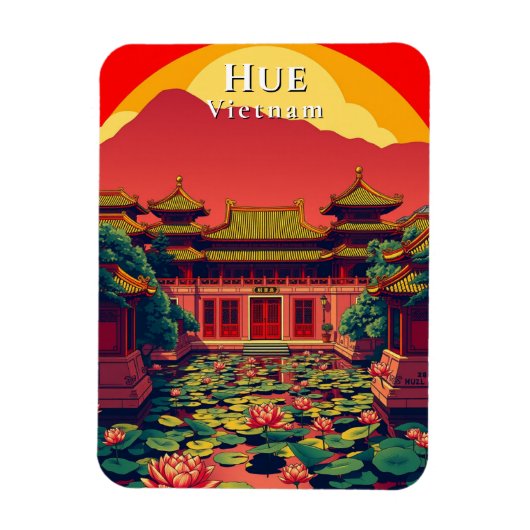 Hue Vietnam Pagoda Travel Retro Magnet (Vertikal)