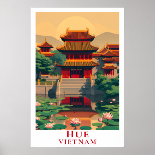 Hue Vietnam Vintage Reise Retro Kaiserliche Stadt Poster