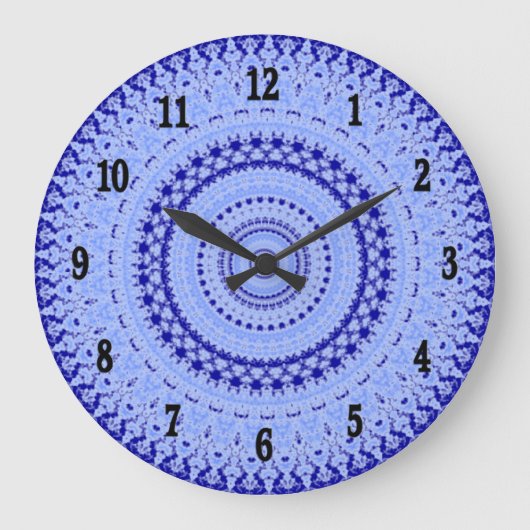 Hues of Blue Country Kitchen Wall Clock Große Wanduhr (Vorderseite)