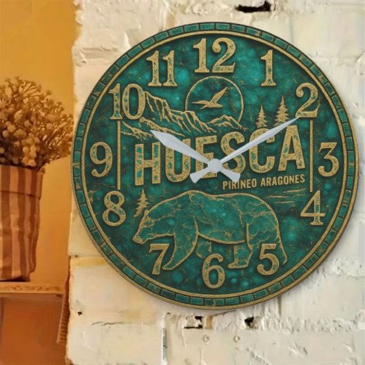 Huesca Spain Pyrenees mountain 3D green marvel Große Wanduhr