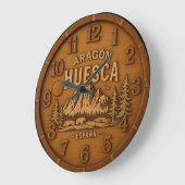 Huesca Spain Pyrenees mountain 3D wooden sculpture Große Wanduhr (Winkel)