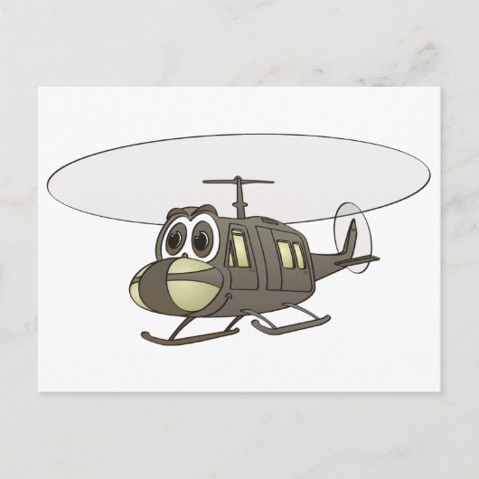 Huey Helicopter Cartoon Postkarte (Vorderseite)