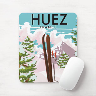 Huez France Retro Skiposter Mousepad