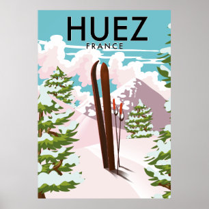 Huez France Retro Skiposter Poster
