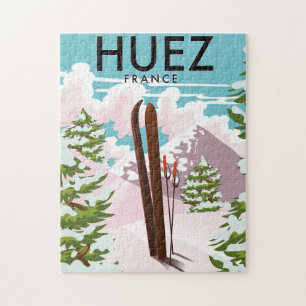 Huez France Retro Skiposter Puzzle
