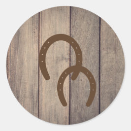 Hufeisen auf dem hölzernen Umschlag Aufkleber