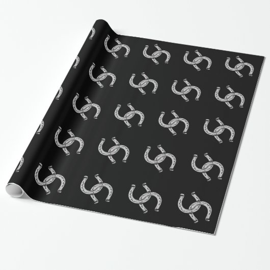 Hufeisen auf Schwarz Geschenkpapier (Ungerollt)