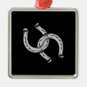 Hufeisen auf Schwarz Ornament Aus Metall (Vorne)