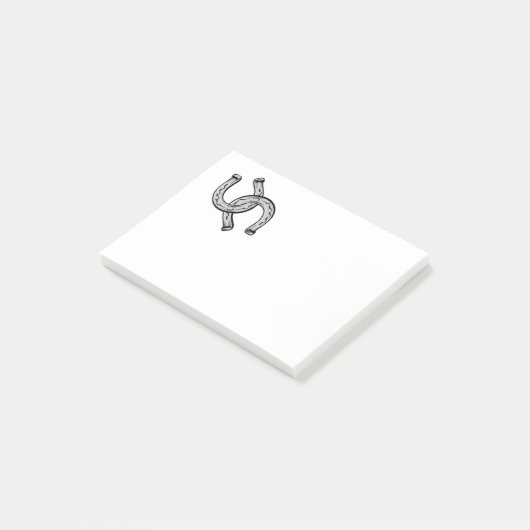 Hufeisen auf Schwarz Post-it Klebezettel (angewinkelt)