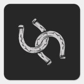 Hufeisen auf Schwarz Quadratischer Aufkleber (Vorderseite)