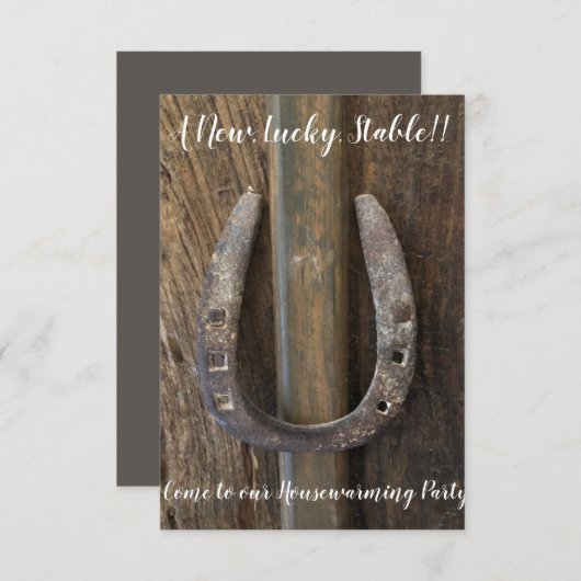 Hufeisen Design rustikale Farben ein neuer glückli RSVP Karte (Vorne/Hinten)
