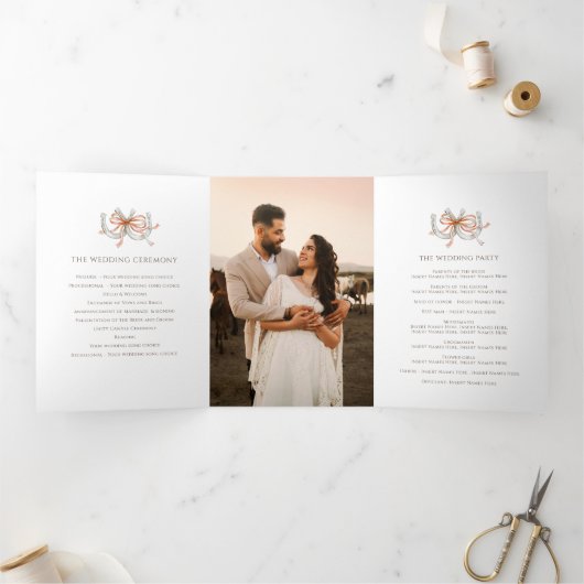 Hufeisen-Fall-Hochzeitsprogramm-Bandfoto Dreifach-gefaltete Programmkarte (Innenseite)