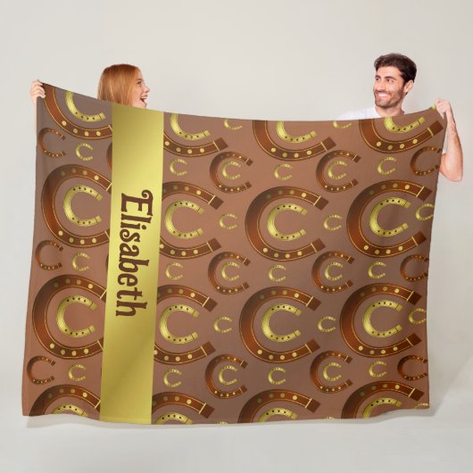 Hufeisen, goldbraune Flechtdecke Fleecedecke (Beispiel)