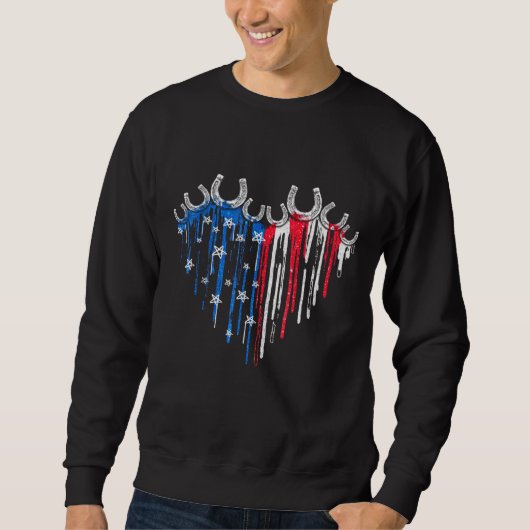 Hufeisen Heart American Flag Independence Day Sweatshirt (Vorderseite)