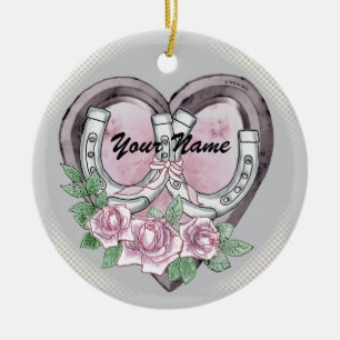 Hufeisen-Herzen-Ornamente Keramik Ornament