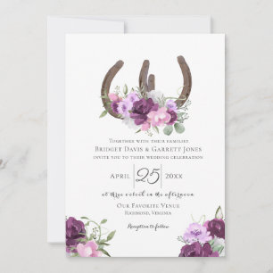 Hufeisen Lila Hochzeit Einladung