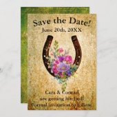 Hufeisen mit Aquarellfarben Save the Date Einladung (Vorne/Hinten)