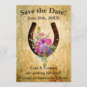 Hufeisen mit Aquarellfarben Save the Date Einladung