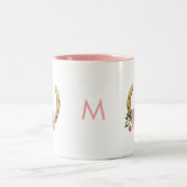 Hufeisen mit Blume und Monogramm Zweifarbige Tasse (Mittel)